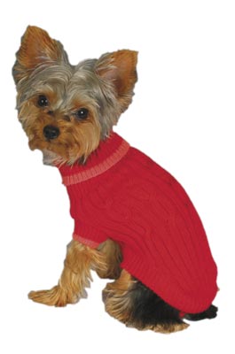 Dog Sweater Red small Classic Cable Knit